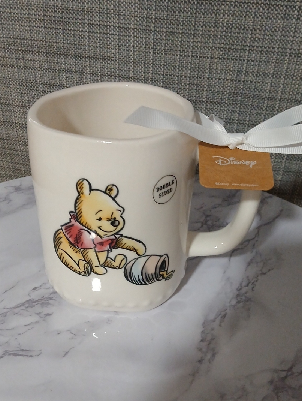 Disney Cream Winnie the Pooh Honey Mug with Pink Scarf